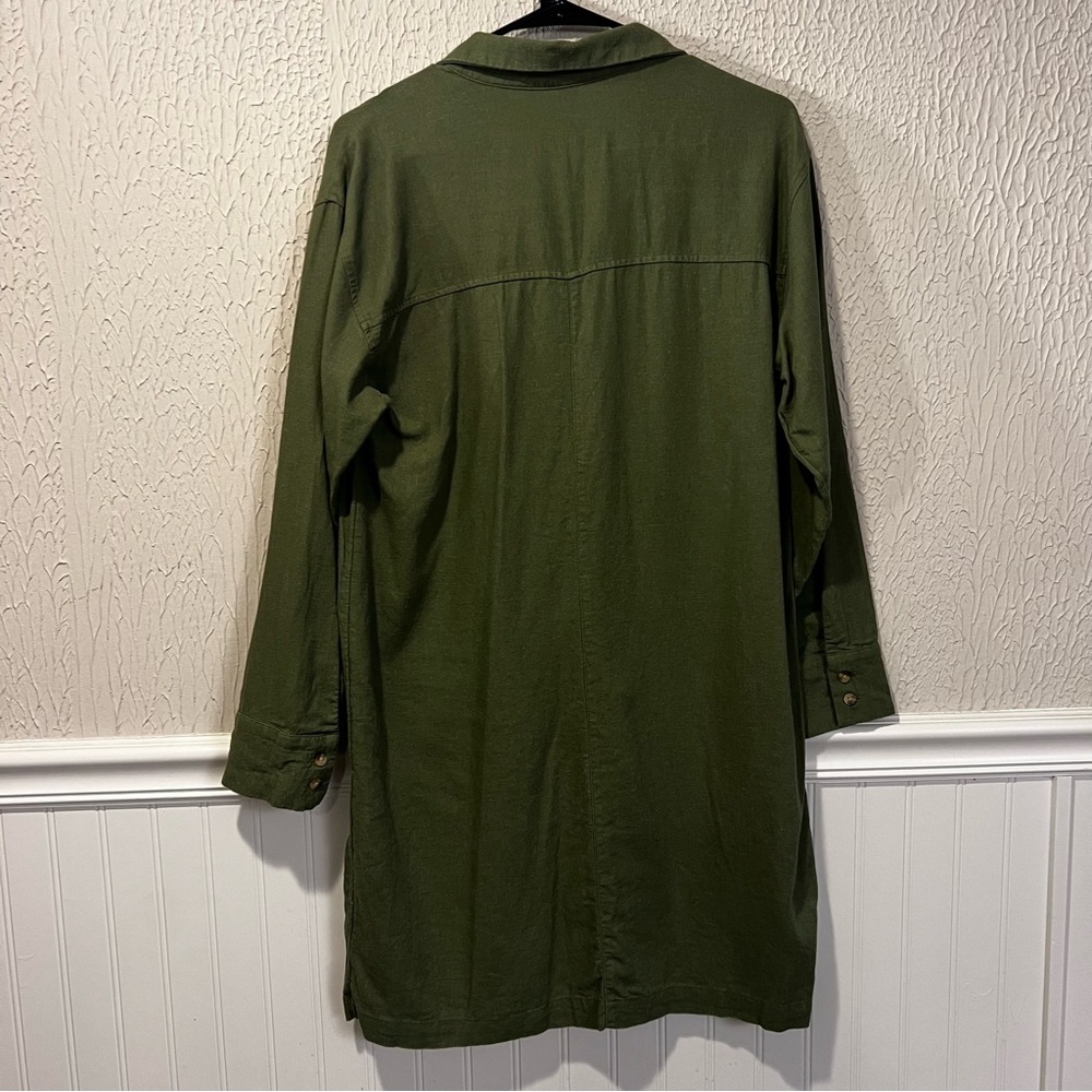 Old Navy Matcha Green Linen Blend Shirt Shift Dress size small - Picture 6 of 13